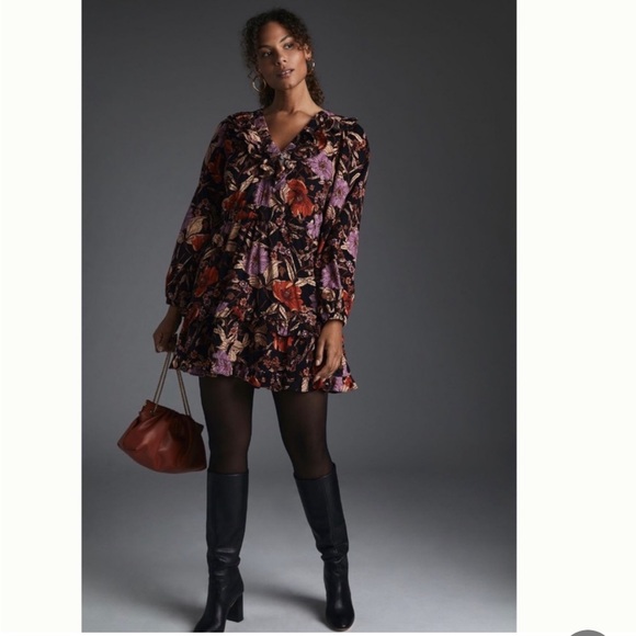 NWT Anthropologie Pilcro Tiered Floral Corduroy Dress S - Picture 4 of 16